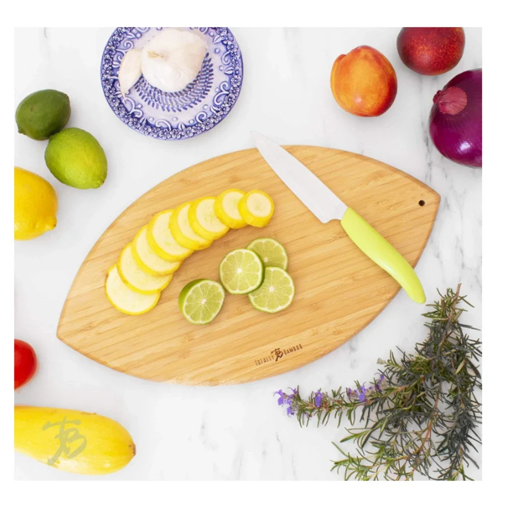 Totally Bamboo Football Shaped Wood Cutting Board Charcuterie Board 15” Long NEW